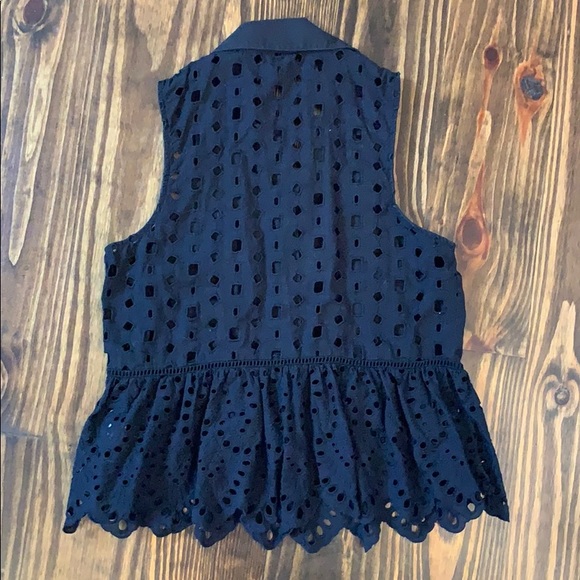 Madewell Black Peplum Eyelet Sleeveless S - Picture 2 of 3